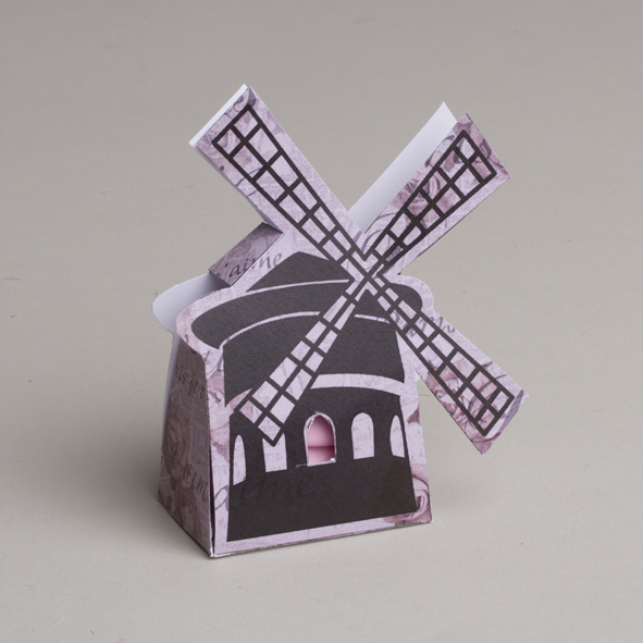 Lot de 6 ballotins à dragées forme Moulin rouge avec étui thème Paris