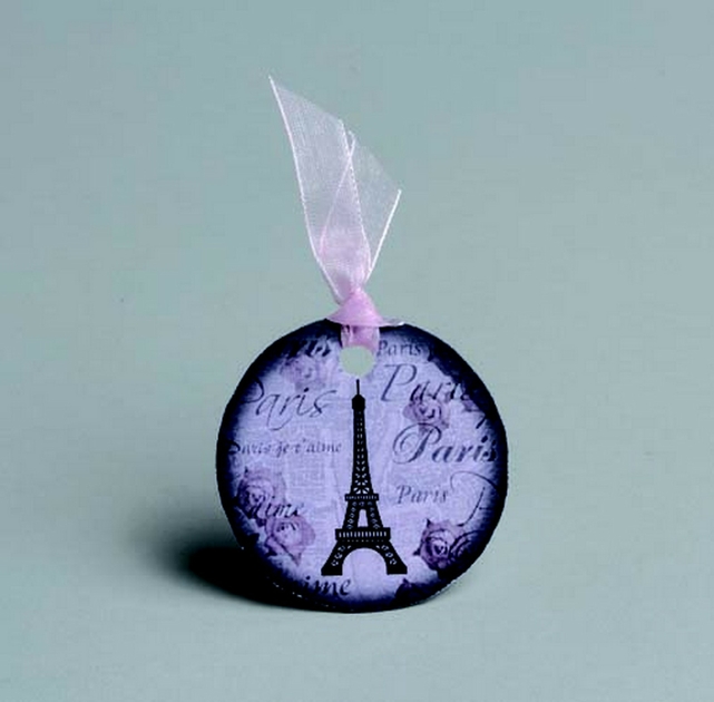 1Lot de 10 étiquettes forme ronde pour boîtes à dragées thème Paris