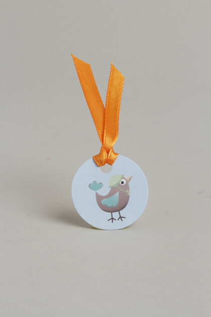 Lot de 12 mini étiquettes forme ronde pour boîtes à dragées thème oiseau hippopotame