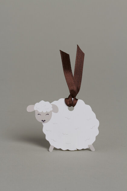Lot de 8 étiquettes mat pour boites à dragées ballotins à dragées Forme mouton