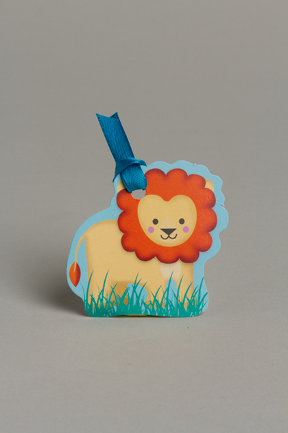 Lot de 2 étiquettes pour boites à dragées ballotins à dragées Forme Lion