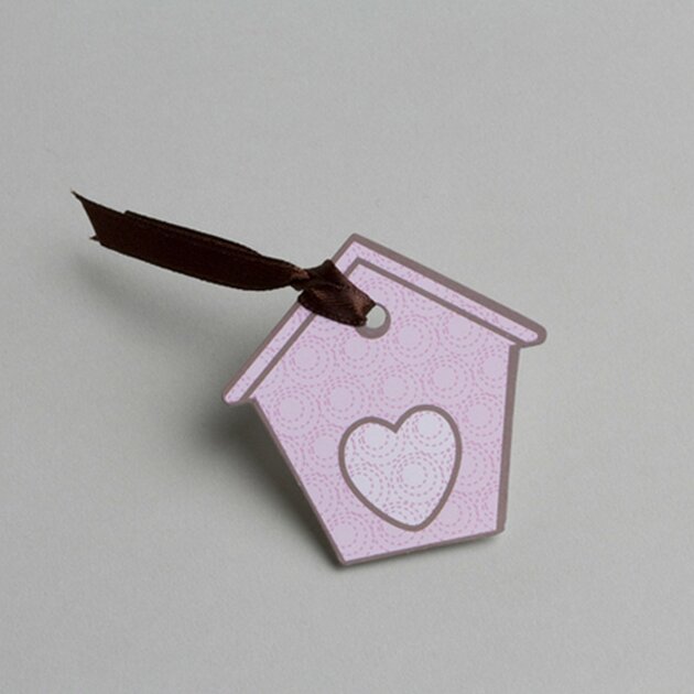 Lot de 12 étiquettes forme maisonnette pour boîtes à dragées sans ruban