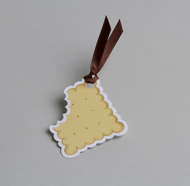 Lot de 12 étiquettes forme biscuit pour boîtes à dragées sans ruban