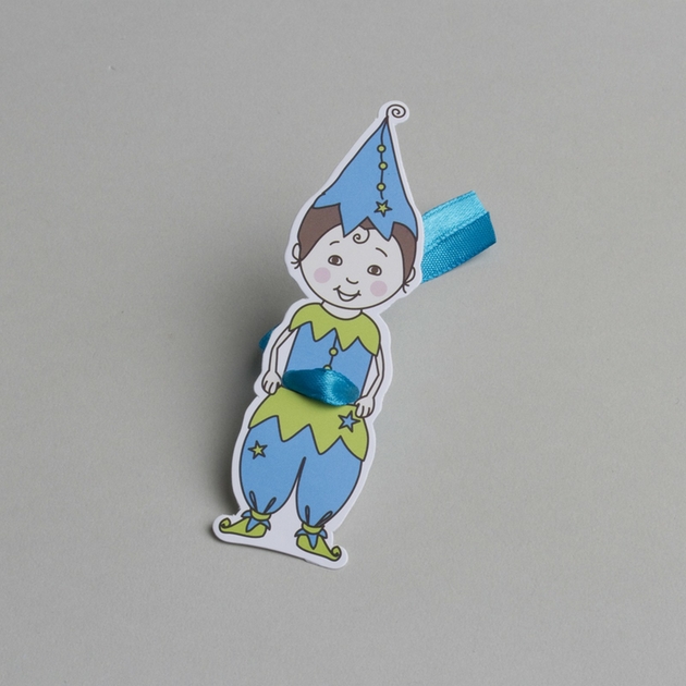 Lot de 12 étiquettes Forme lutin elfe pour boîtes à dragées sans ruban