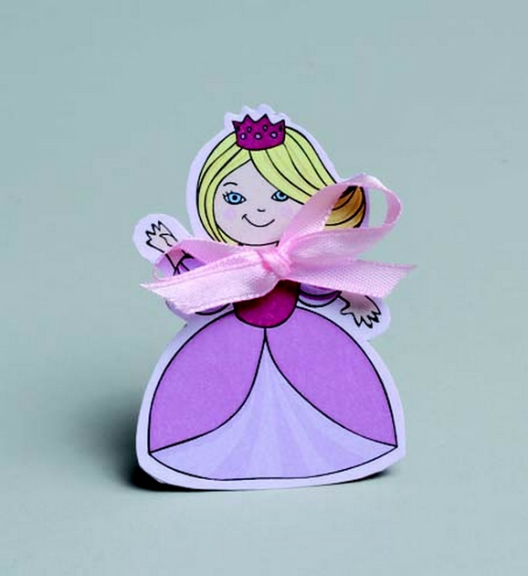 Lot de 2 étiquettes Forme Princesse pour boîtes à dragées sans ruban