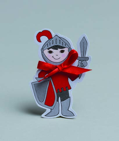 Lot de 6 étiquettes Forme Chevalier pour boîtes à dragées sans ruban