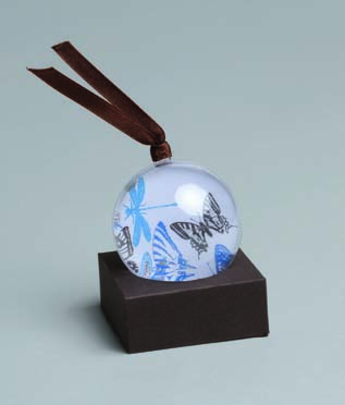 Lot de 12 decors de boules pour boule en plastique 5cm, non incluse,thème Papillons bleus sans support