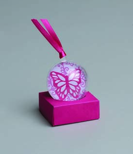 Lot de 6 decors de boules pour boule en plastique 5cm, non incluse, thème Papillons fuchsia sans support