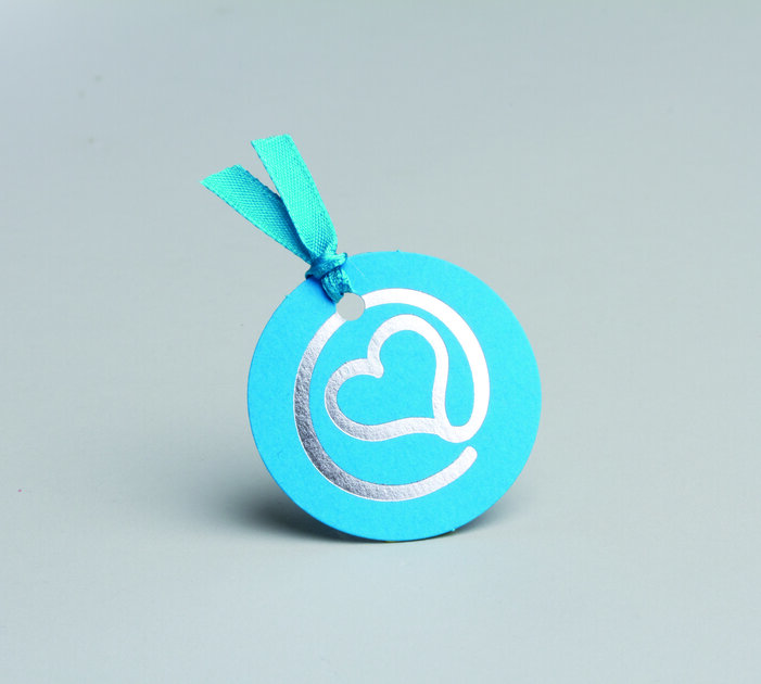 Lot de 12 étiquettes Forme ronde Arobase turquoise pour boîtes à dragées sans ruban