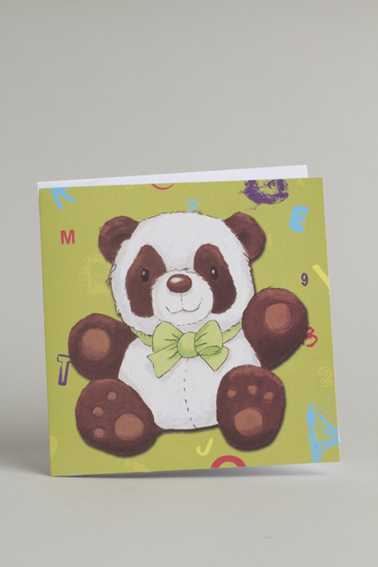 Faire parts thème panda noeud vert