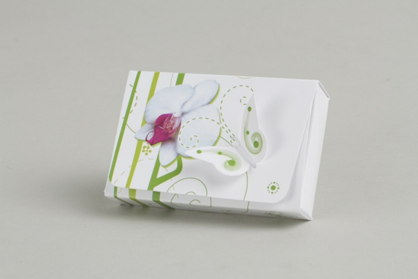 Lot de 10 boites à dragées forme Zelda papillon orchidée