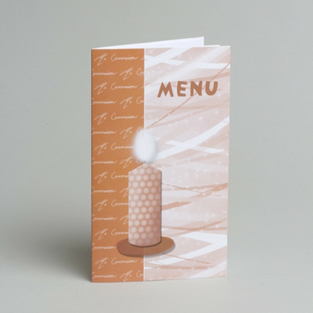 Lot de 10 Menus Communion bougie orangé