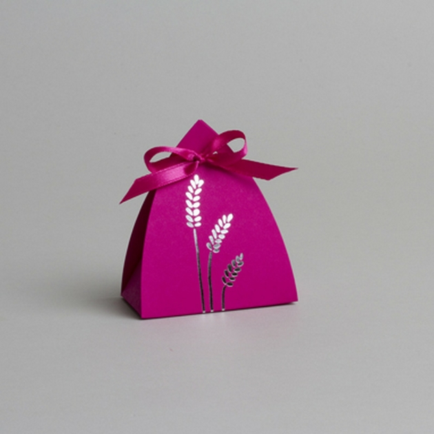 Lot de 10 boîtes à dragées Vitrail Communion Blé Fuchsia
