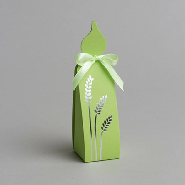 Lot de 4 boîtes à dragées Bougie Communion Blé Vert