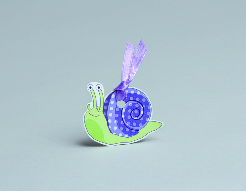 Lot de 12 étiquettes Forme escargot pour boîtes à dragées sans ruban