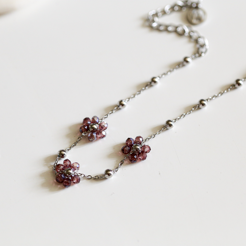 Bracelet Fleur - Argenté/Rose