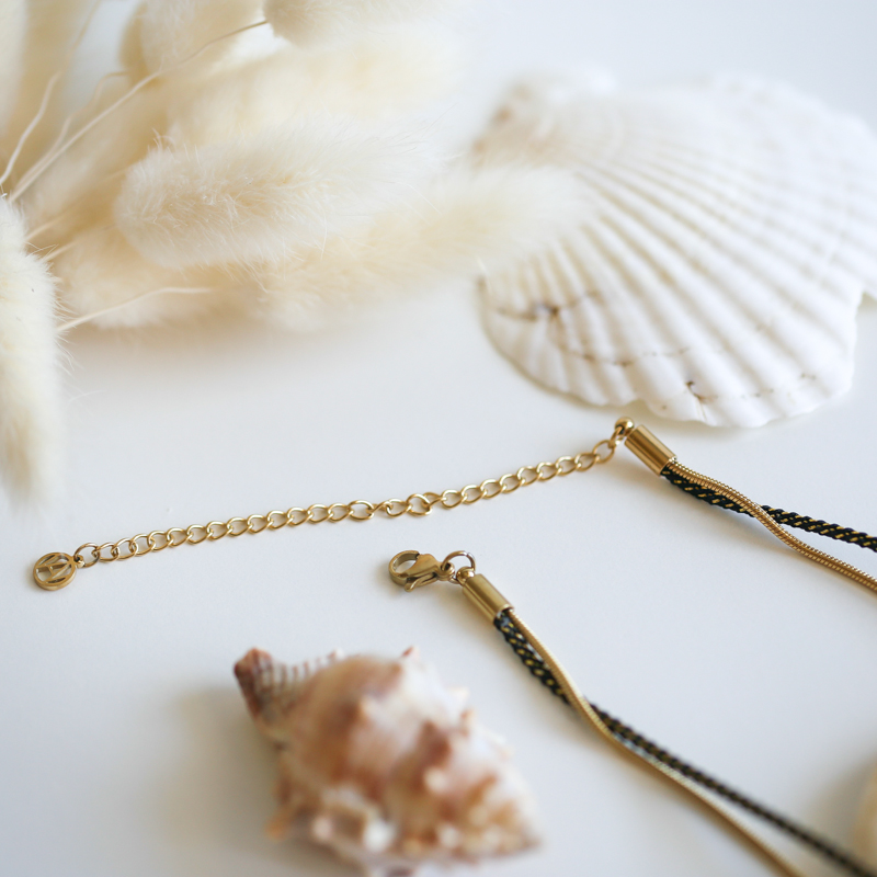 Collier Pendentif Soleil étoile - Acier Inoxydable / Corde Noire - Réglable - Style Tendance Simple