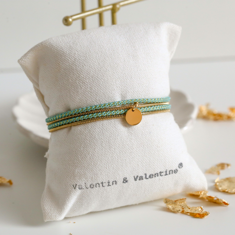 Valentine - Doré / Pailleté Vert d\'Eau