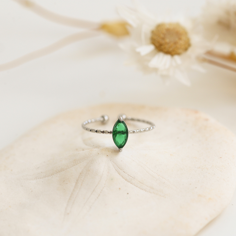 Bague Diane - Argenté/Vert