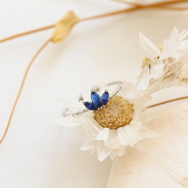 Bague Jade - Argenté/Bleu