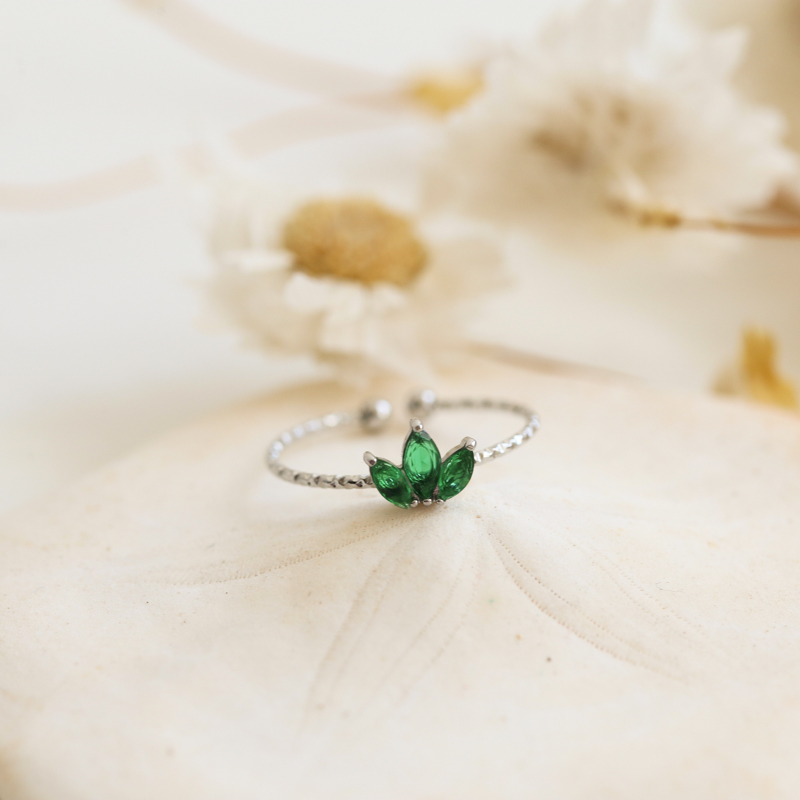 Bague Jade - Argenté/Vert