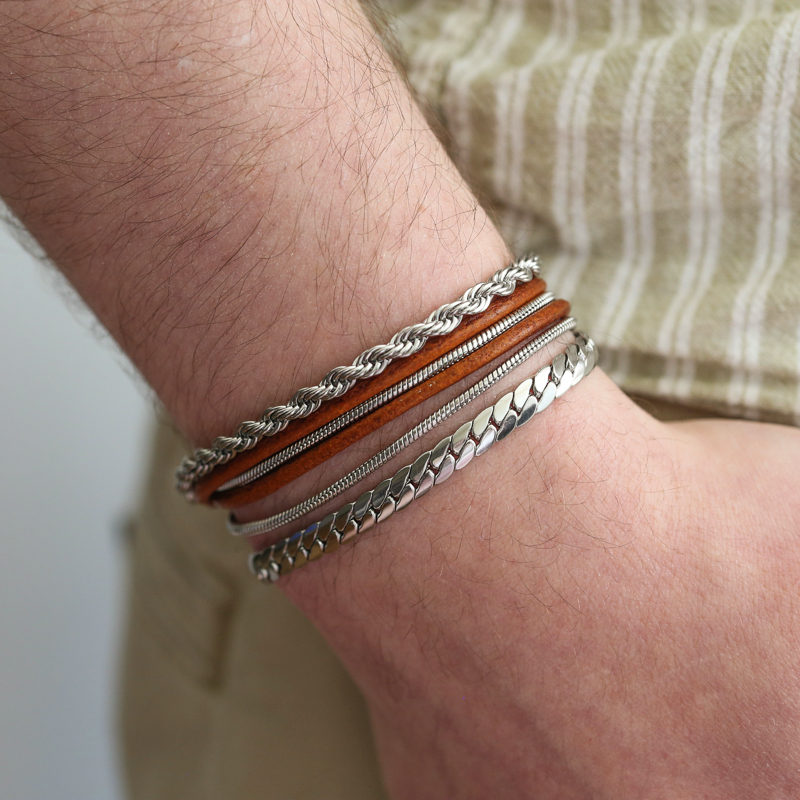bracelet-homme-argent-look-cognac:oscar:louis