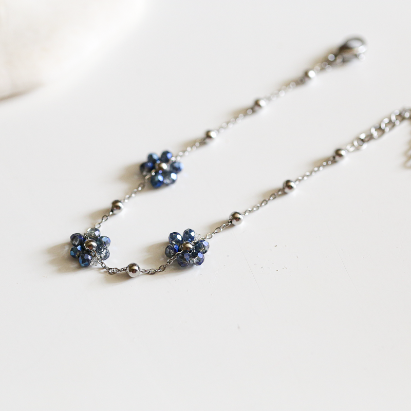Bracelet Fleur - Argenté/Bleu