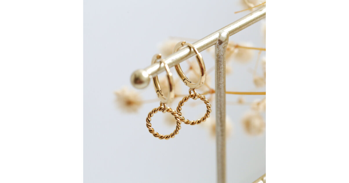 Boucles D'oreilles Louise Coq En Acier Inoxydable - Neuf Avec étiquettes - Pierre Verte