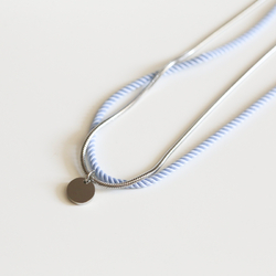 Collier ruban argent massif diamant bleu - Collier diamant