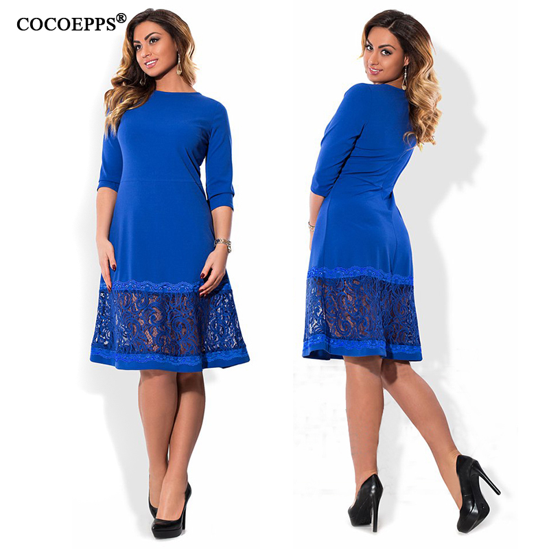 COCOEPPS-L-6XL-l-gant-bleu-femmes-robe-grandes-tailles-automne-o-cou-l-che-robes