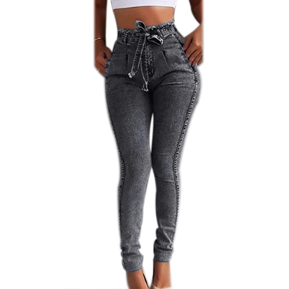 Pantalon gris femme online taille haute