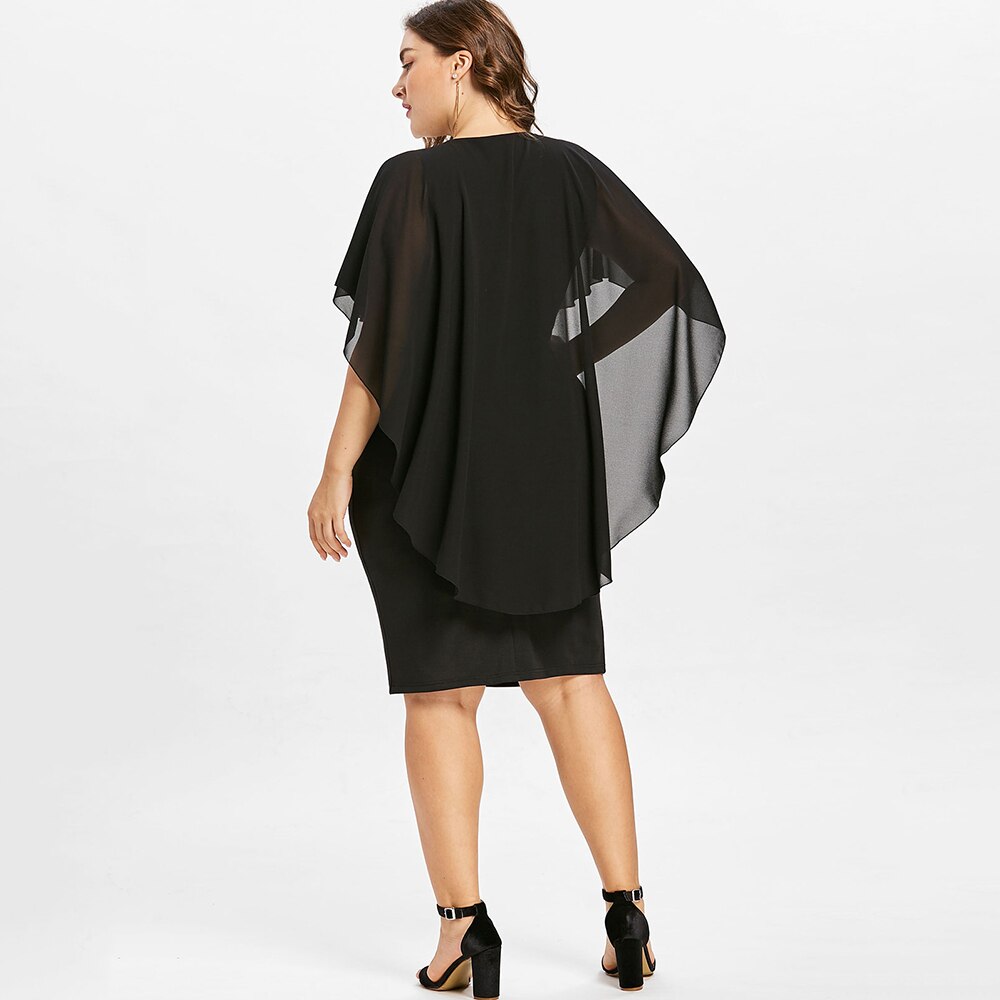 Wipalo-femmes-mode-grande-taille-5XL-broderie-Capelet-Semi-transparent-col-en-V-robe-de-soir