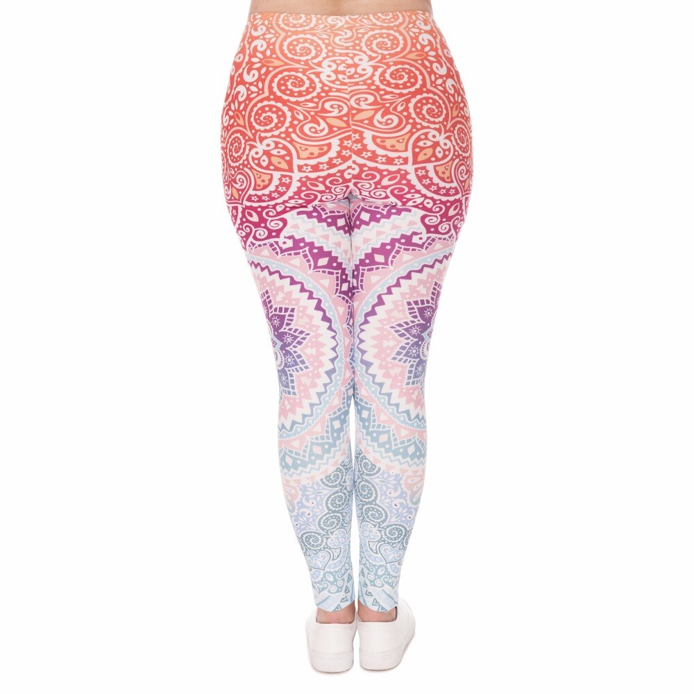 Grande-taille-femmes-Leggings-azt-que-rond-Ombre-impression-Stretch-taille-haute-grande-taille-pantalon-pantalon