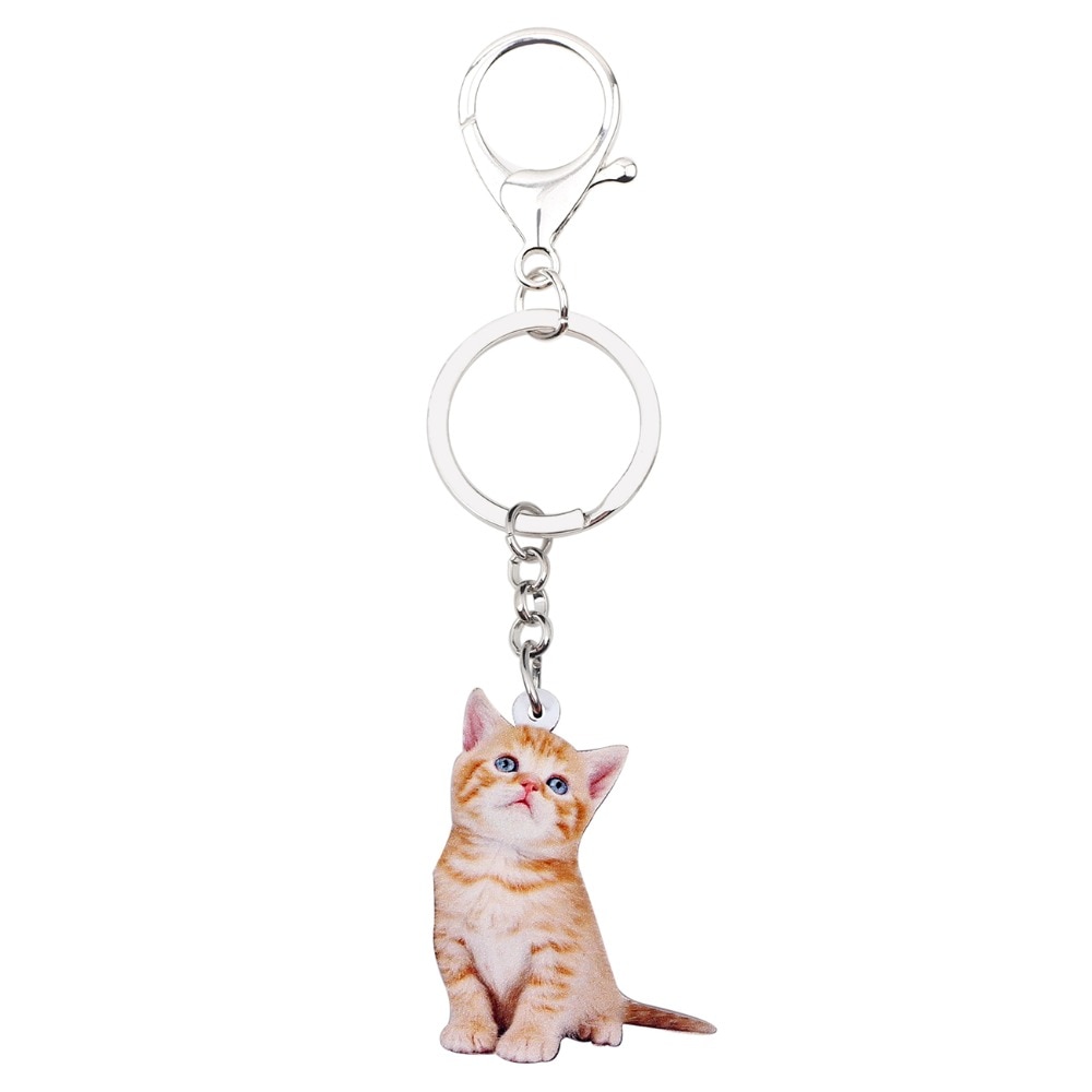 Bonsny-Acrylique-Anime-Belle-Chaton-Chat-Porte-cl-s-Porte-cl-s-Anneaux-Bijoux-De-Mode