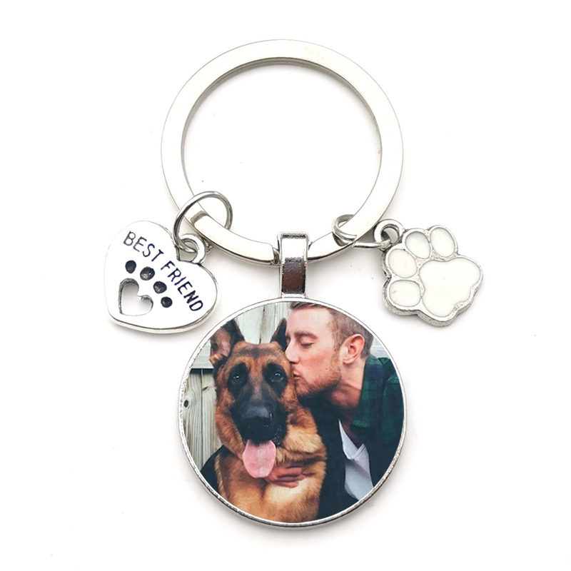 Porte-Cl-Personnalis-en-Verre-avec-Photo-de-Chien-pour-Cadeau-et-Souvenir-Pendentif-en-Cristal