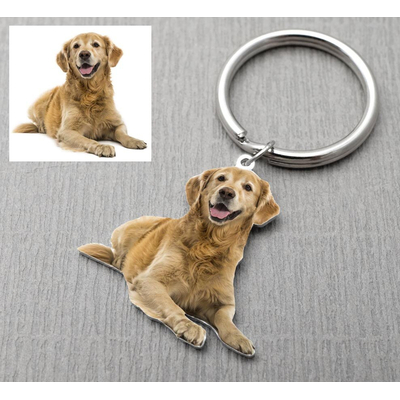 Porte clef marqueterie chien