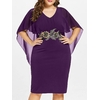 Wipalo-femmes-mode-grande-taille-5XL-broderie-Capelet-Semi-transparent-col-en-V-robe-de-soir
