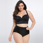 Maillot-de-bain-grande-taille-pour-femmes-soutien-gorge-Push-Up-culotte-taille-haute-col-licou