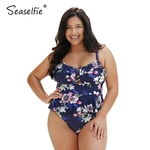 SEASELFIE-maillot-de-bain-une-pi-ce-grande-taille-volants-Floral-bleu-marine-Sexy-Monokini-pour