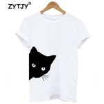 Chat-regardant-c-t-Imprim-Femmes-t-shirt-En-Coton-D-contract-Dr-le-t-shirt