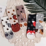 Femmes-Mignon-Chaussettes-Hiver-Chaud-Dames-de-Causalit-Renard-Impression-De-No-l-Chaussettes-Coton-mi