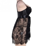 Body-en-maille-Lingerie-rotique-femmes-noir-dentelle-grande-taille-Costume-robe-de-nuit-Transparent-vider