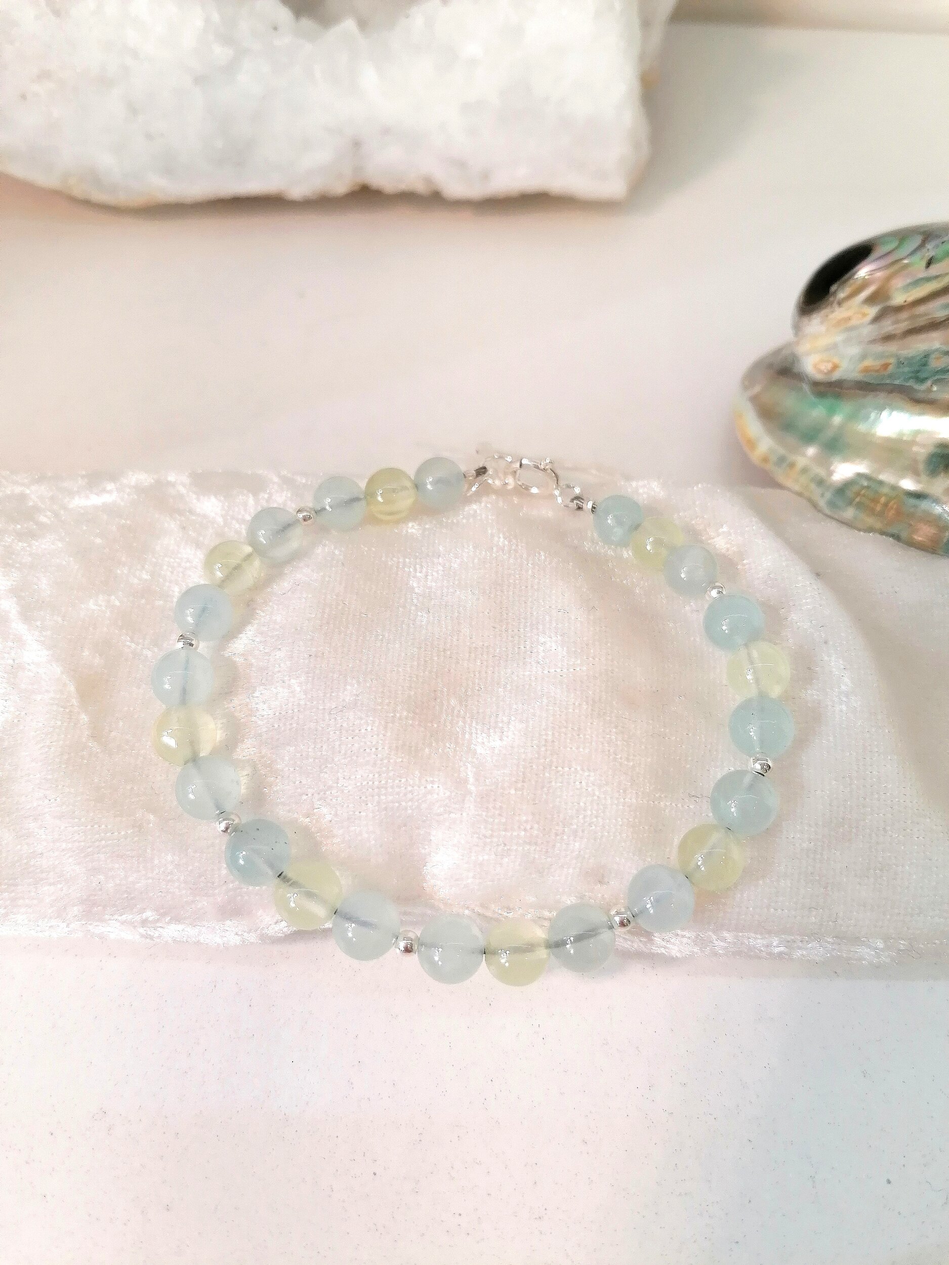 Bracelet aigue-marine et préhnite