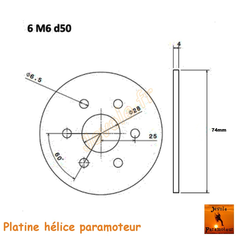 platine hélice 6-M6-d50 croquis