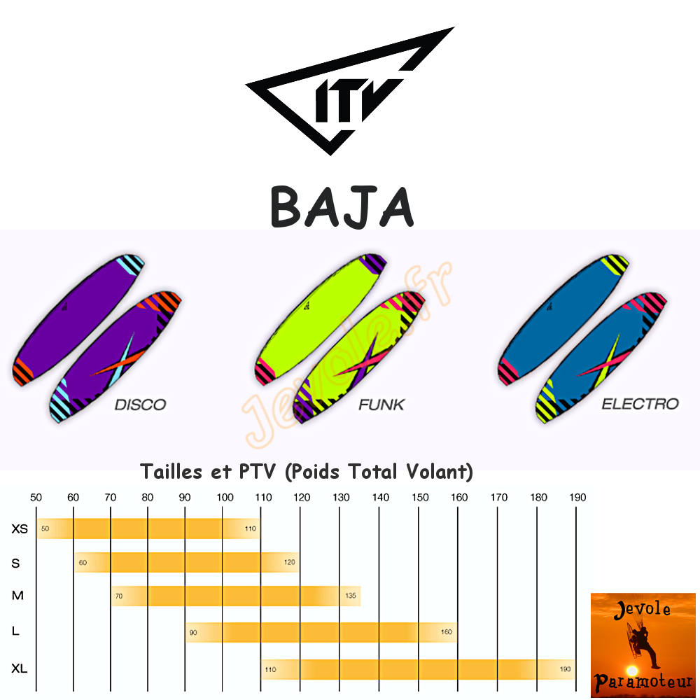 Couleurs Tailles PTV ITV Baja