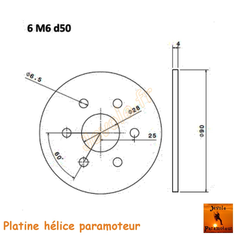 platine hélice 6-M6-d50 croquis
