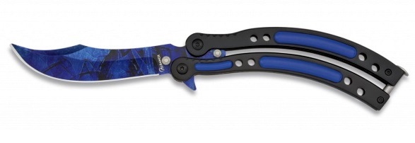 Couteau papillon balisong 23cm design bleu - ALBAINOX.