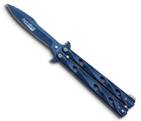 Couteau papillon balisong 20,5cm bleu + housse - ALBAINOX.