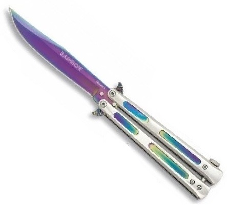 Couteau papillon balisong 21,5cm Rainbow - ALBAINOX.