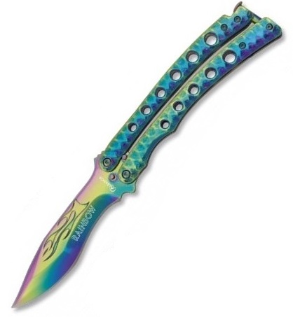 Couteau papillon balisong 22,8cm Rainbow - ALBAINOX...
